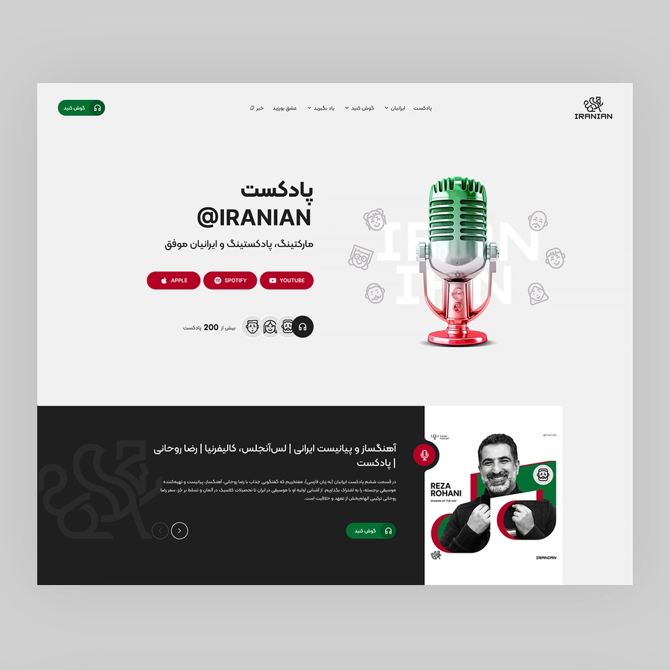 طراحی وب‌سایت پادکست Iranianan Podcast